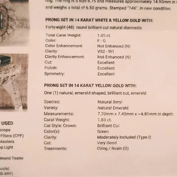 Gift Idea: Genuine appraised 2.88 Carat Emerald 14KT Two-Tone Gold Diamond Ring - Picture 11 of 11